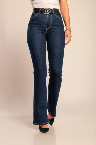 Calça jeans flare, azul escuro
