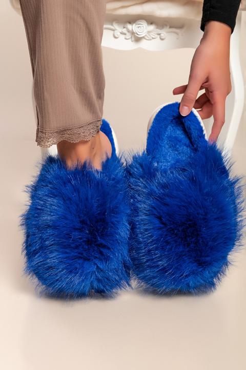 Chinelos de pele sintética, azul