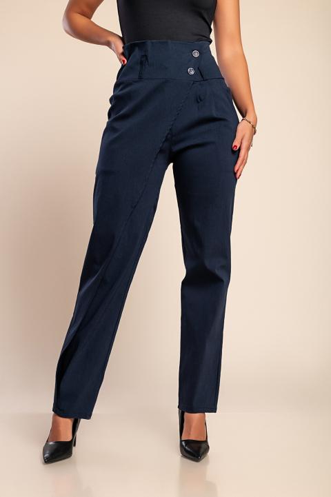 Calça elegante com babado, azul escuro