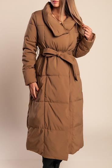 Casaco longo acolchoado de inverno, camelo