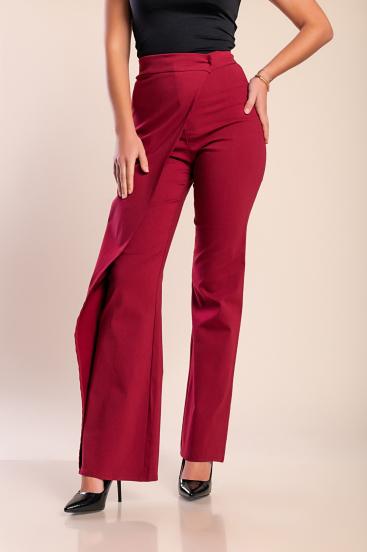 Calça elegante com babado, bordô