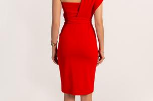 Elegante vestido midi Triona, vermelho