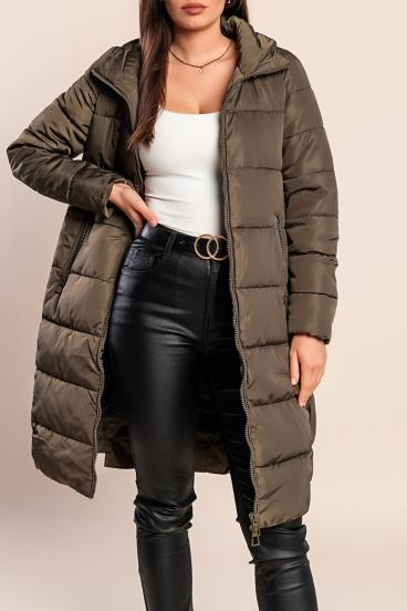 Casaco longo acolchoado, verde militar