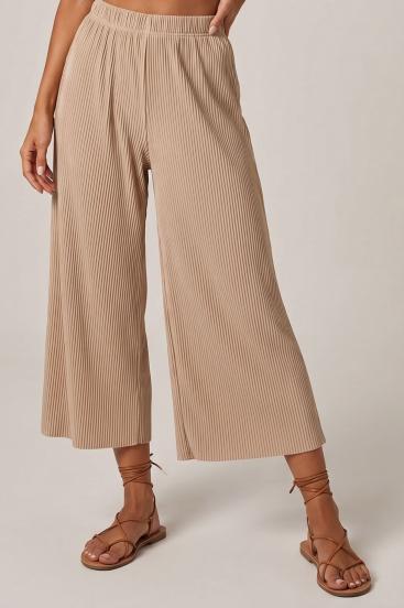 Calças plissadas elegantes, bege