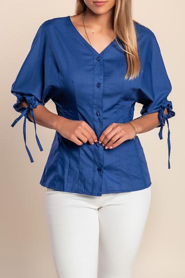 Blusa com manga 3/4, azul