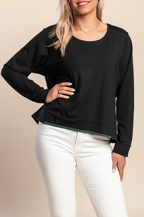 Blusa de manga comprida, preta