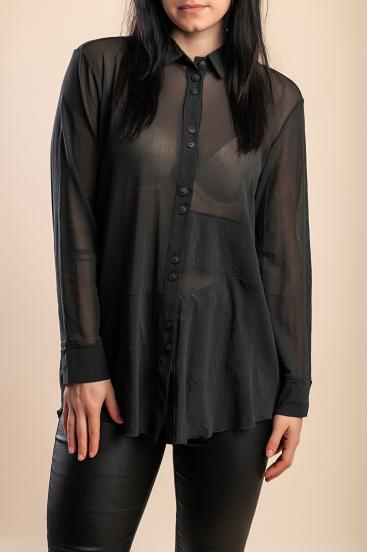 Blusa transparente, oliva