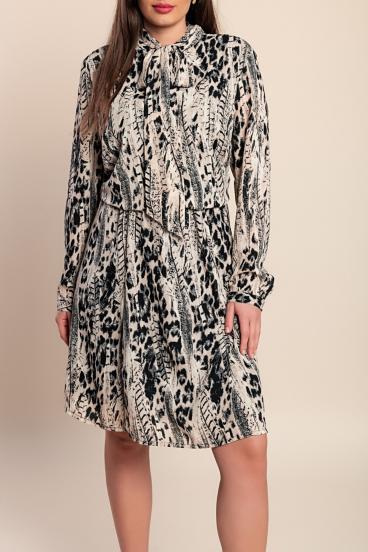 Vestido estampado plus size, bege