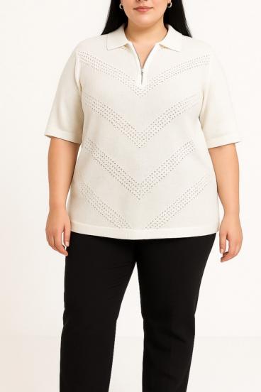 Suéter de malha plus size, branco