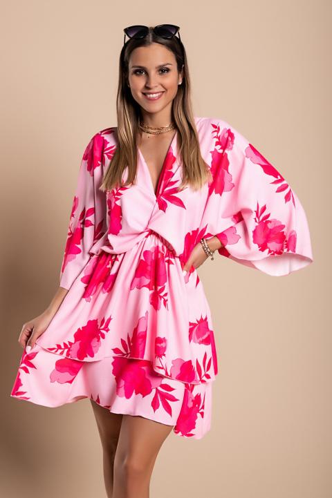 Mini vestido elegante com estampado Amasena, rosa