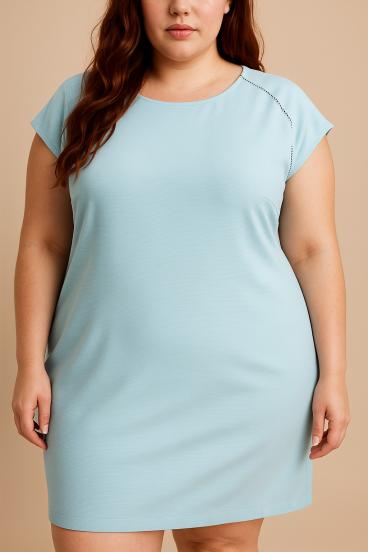 Vestido plus size sem mangas, azul claro