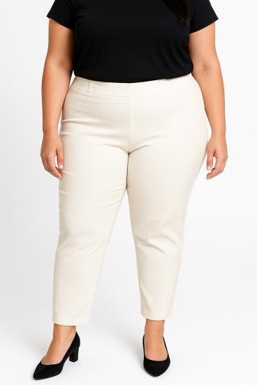 Calças elegantes plus size, creme