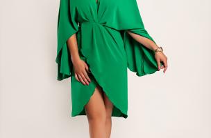 Mini vestido elegante com fenda Coccolia, verde