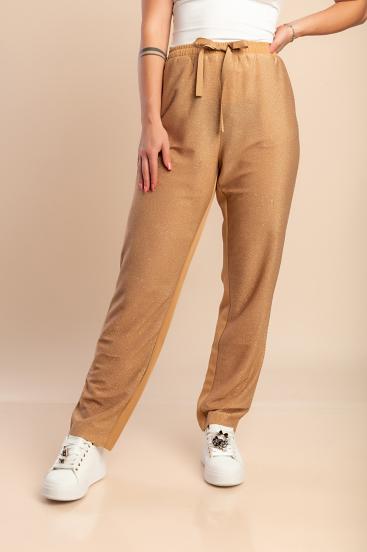 Calça comprida plus size, camelo