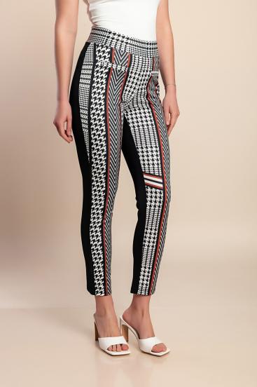 Calça skinny estampada, preta