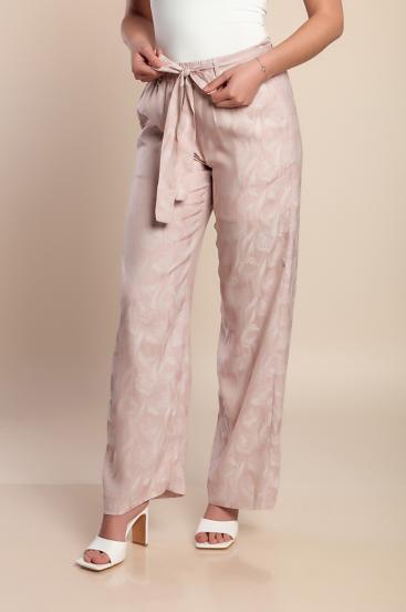 Calça comprida com cinto, rosa claro
