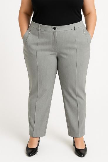 Calças elegantes plus size, cinza
