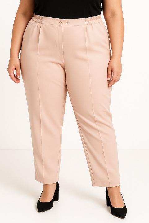 Calças elegantes plus size, creme