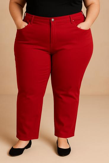 Calças de algodão plus size, bordô