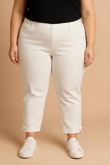 Calças de algodão plus size, brancas