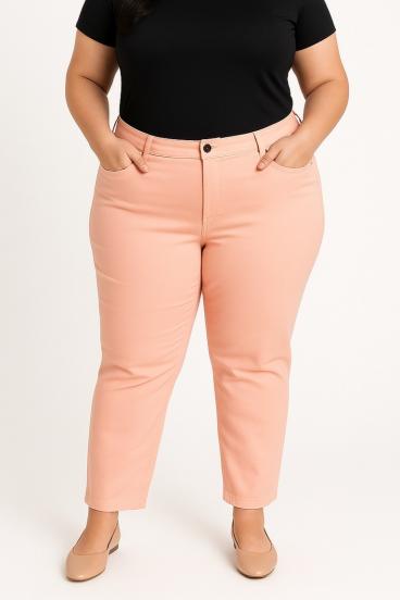Calças de algodão plus size, damasco