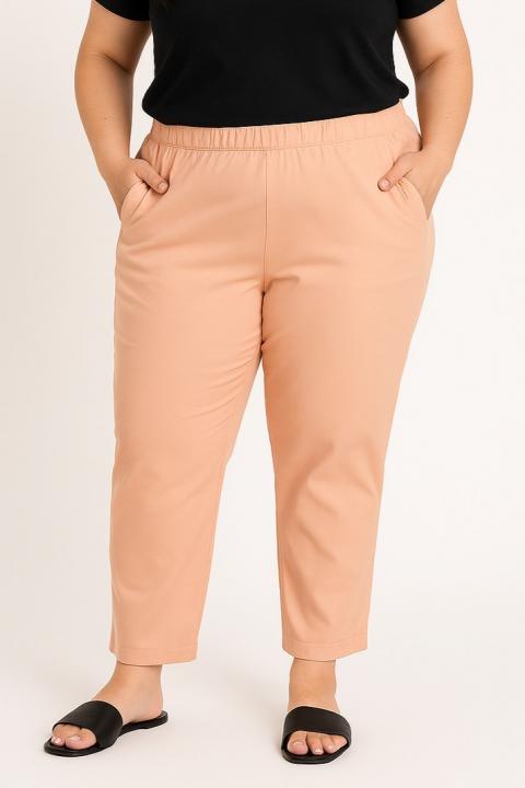 Calças elegantes plus size, damasco