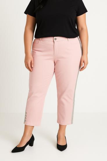 Calças de algodão plus size, rosa