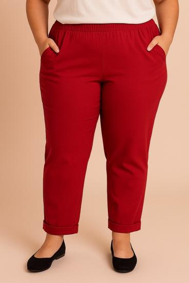 Calças plus size, bordô