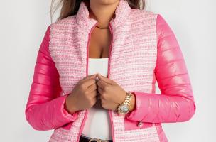 Jaqueta curta acolchoada com detalhes decorativos Juara, rosa