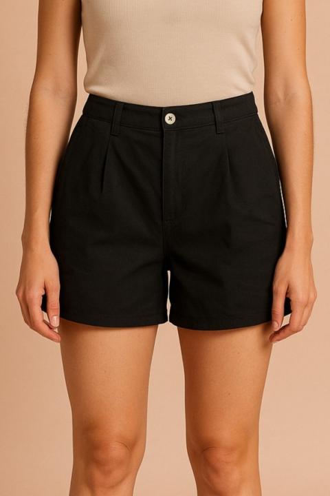 Shorts de Algodão, Preto