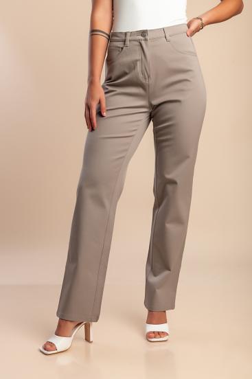 Calças de algodão plus size, bege