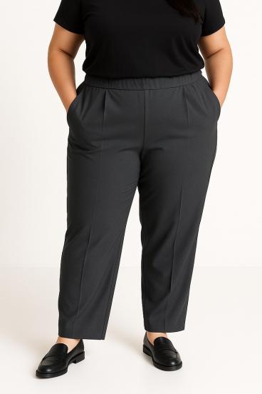 Calças elegantes plus size, azul escuro