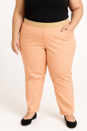 Calças de algodão plus size, damasco