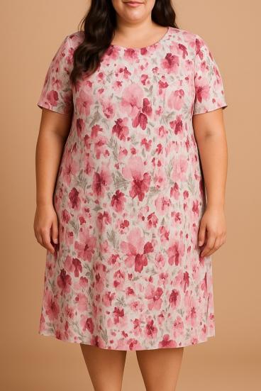 Vestido plus size com estampa floral, rosa