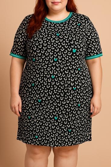 Vestido estampado plus size, preto
