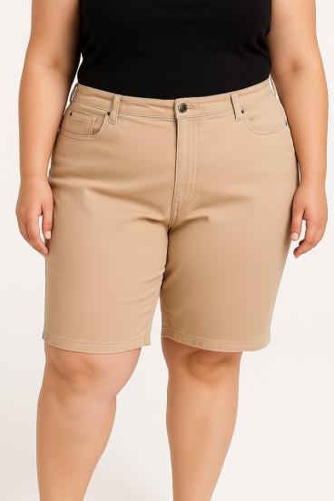 Calças de algodão plus size, bege