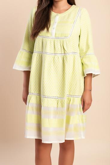 Vestido midi de algodão, verde claro