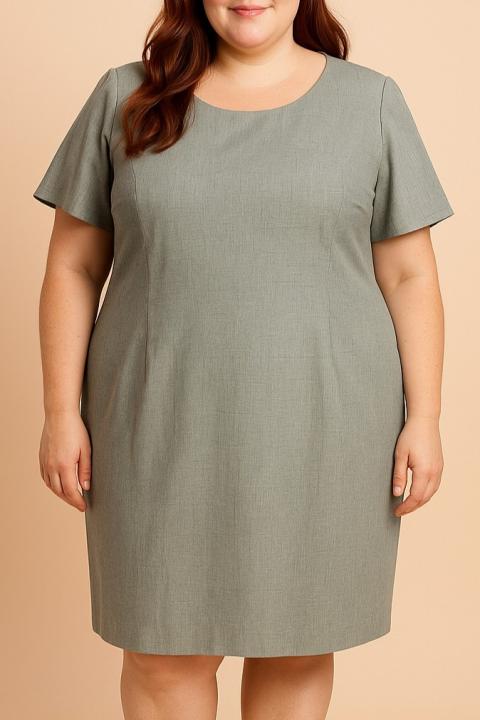 Vestido plus size com mangas curtas, cinza