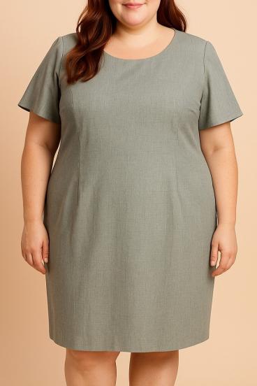 Vestido plus size com mangas curtas, cinza
