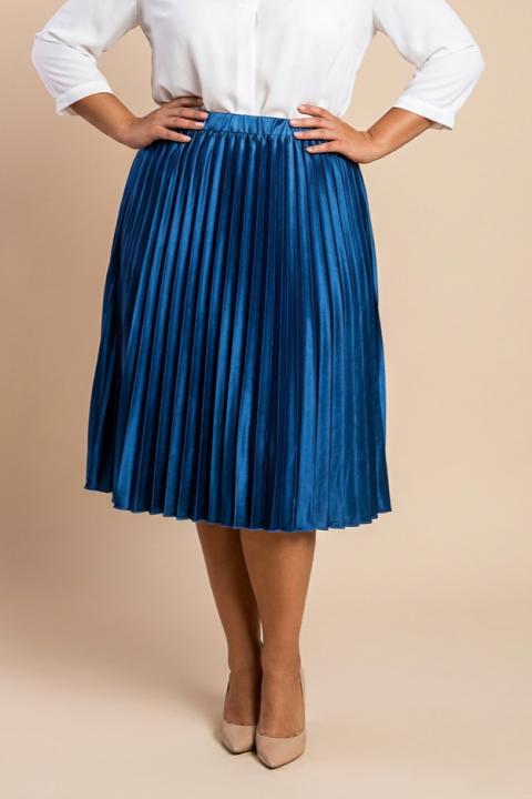 Saia plissada plus size, azul