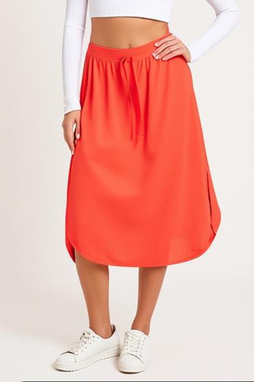 Saia midi plus size, coral