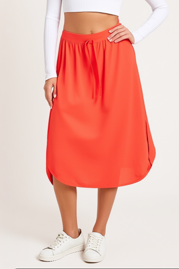 Saia midi plus size, coral