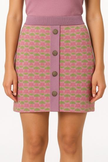 Saia de algodão com estampa, rosa