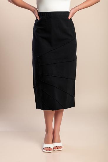 Saia midi de algodão plus size, preta
