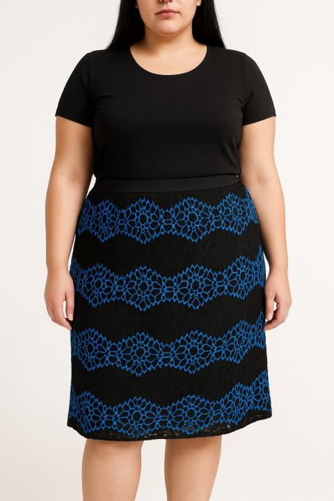 Saia midi plus size, preta