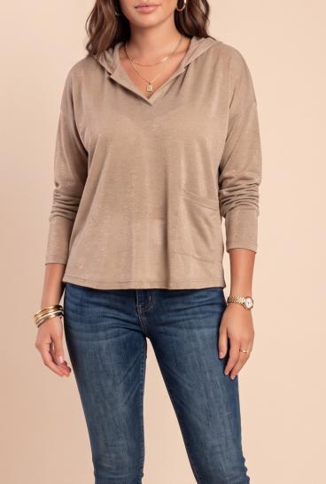 Top plus size com bolso, bege