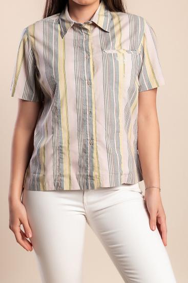 Camisa listrada de manga curta, lilás