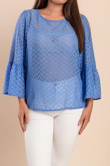 Blusa semi-transparente, azul