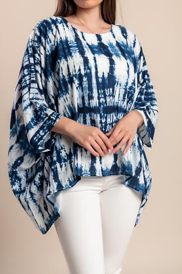 Blusa estampada plus size, azul