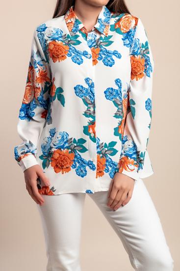 Blusa plus size com estampa floral, branca